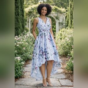 Eliza J Lavender Floral High-Low Dress